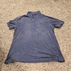 John Varvatos Henley Polo Shirt Peace Sign Logo Blue Large KS797Y2